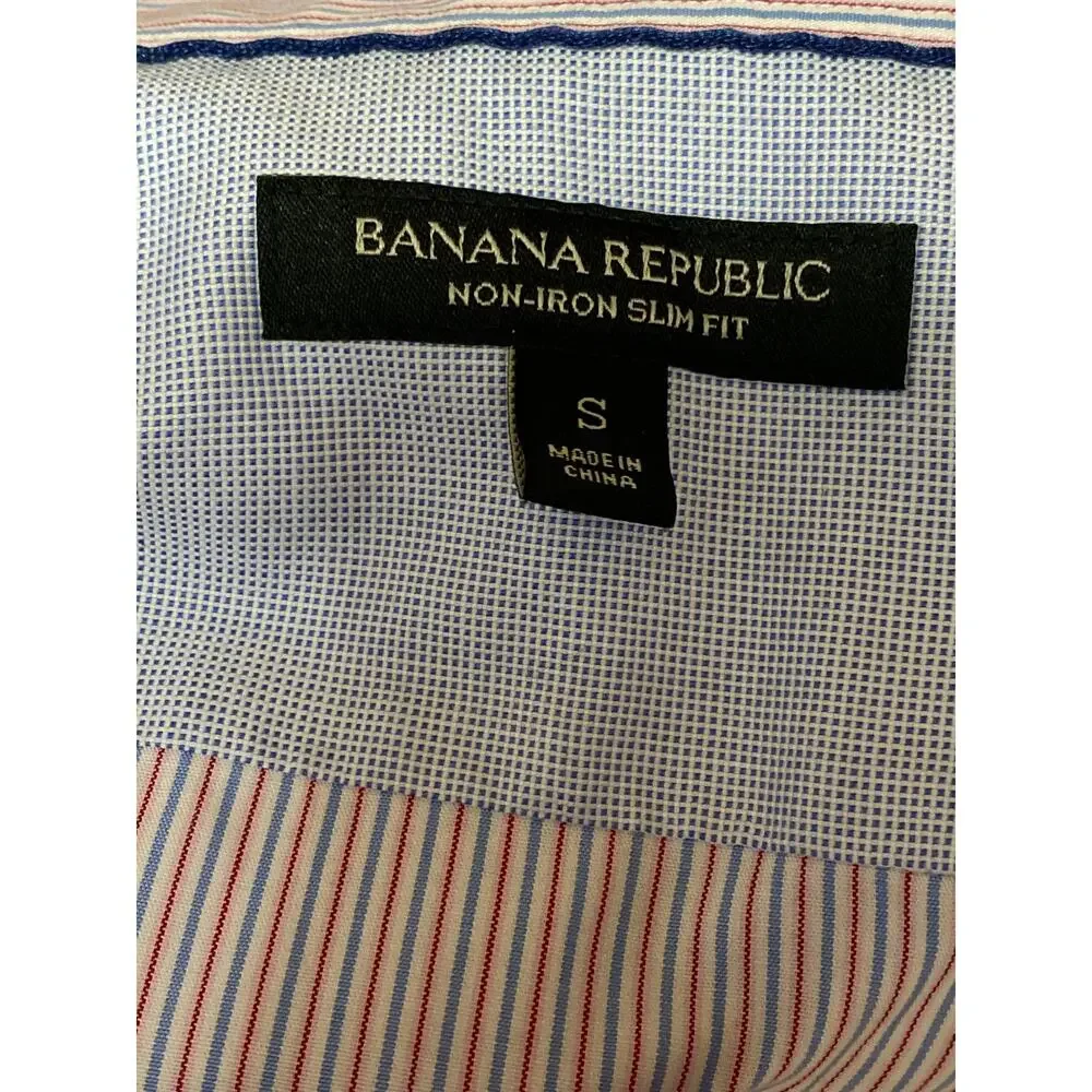 Banana Republic Men's Striped Collared Long Sleeve Slim Button Down Shirt Top S